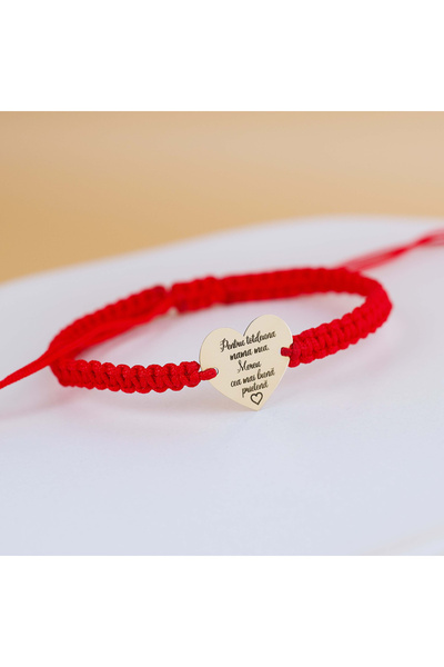 BLACK SWAN Bijoux Bratara inima 15 mm Aur 14K mesaj personalizat pentru Mama ...