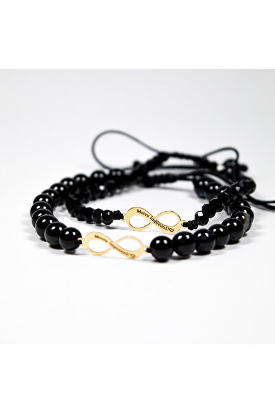 BLACK SWAN Bijoux Set bratari hand-made cu simbol infinit din aur 14K si piet...