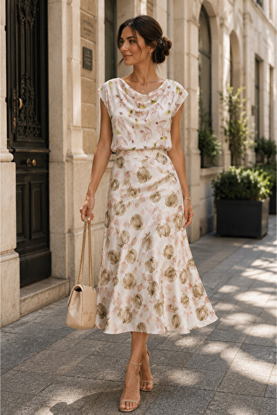 Diva Exclusive Fashion Elegant Floral Women's Top Bottom Set – Turn-down Coll...