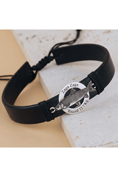 BLACK SWAN Bijoux Bratara piele barbati cu banut Argint si Crap Ten Gravat - ...
