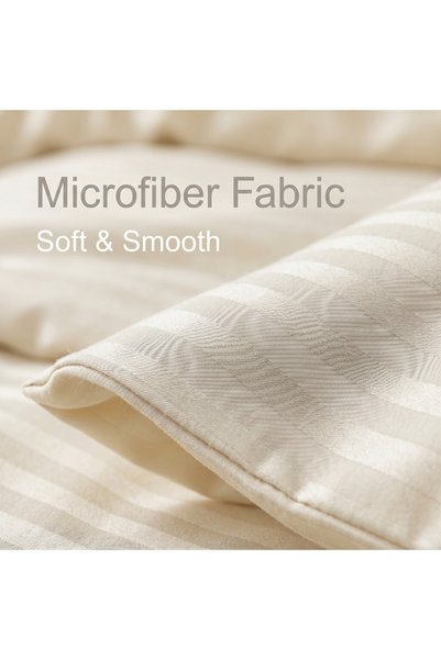 Sisiter 4 Piece Single Duvet Cover Set - Microfiber Satin Stripe, Elastic Fitted Sheet 120x200+20cm Deep Pocket, Hotel Quality Ultra Soft