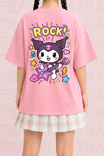 Velostra Women's Kawaii Rock Printed Oversize Crew Neck Cotton Casual Combed ...