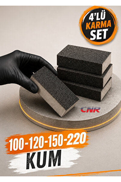 CNR 4'lü Takoz Sünger Zımpara Seti 100-120-150-220 Kum Islak Kuru Çok Amaçlı ...