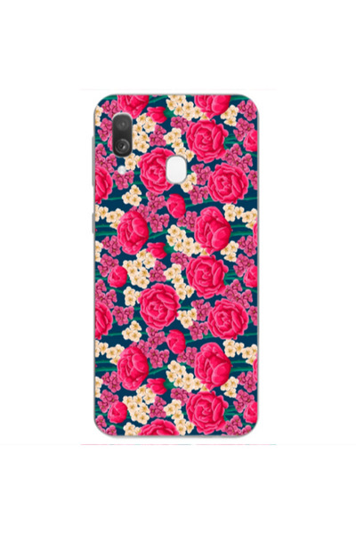Other Samsung A40 Red and pink Flowers Transparent Silicone TPU Θήκη