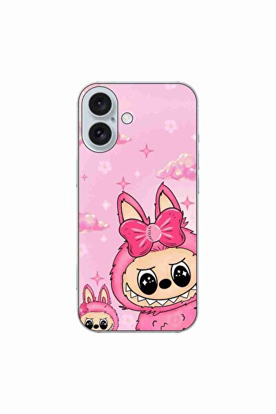 OEM Husa compatibila cu Apple iPhone 16 Silicon Gel Tpu Model Labubu Pink Fan...