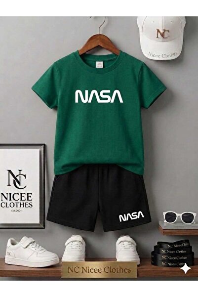 NC Nicee Clothes تي شيرت صيفي للأطفال للجنسين (طباعة ناسا كبيرة باللون الأبيض...
