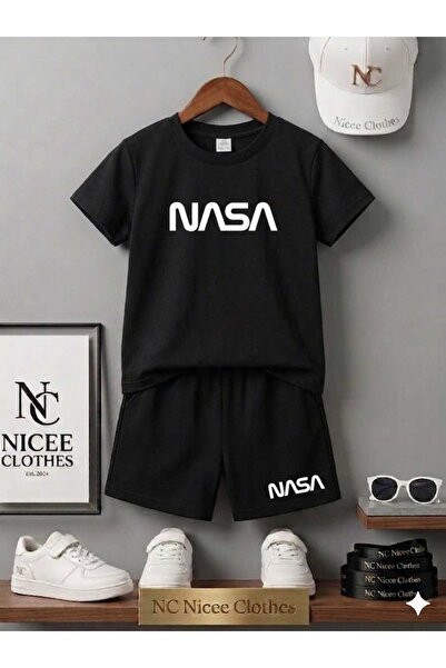 NC Nicee Clothes تي شيرت صيفي للأطفال للجنسين (طباعة ناسا كبيرة باللون الأبيض...