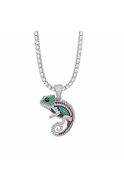 neslyaccessories Colorful Chameleon Tip Cast Silver Waterway Necklace