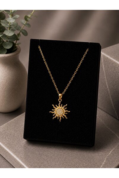 VestaAurelia Minimal Güneş Figürlü Çelik Gold Kadın Kolye