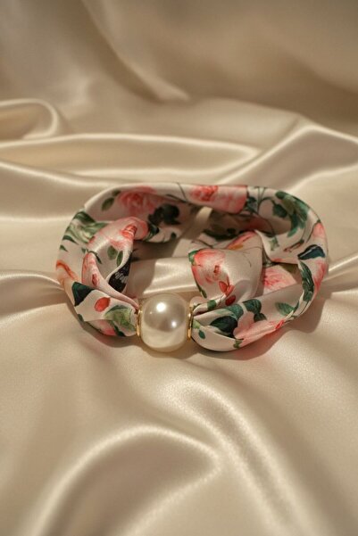 BHR AKSESUAR Women's Patterned Scarf Necklace with Pearls and Magnets, Stylis...