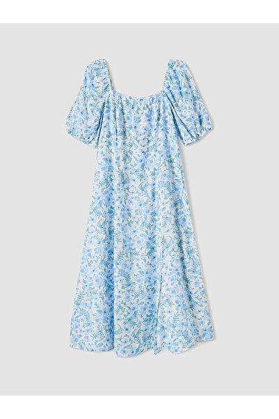 LC Waikiki Nevavm Square Neck Floral Slit Dress with a Difference