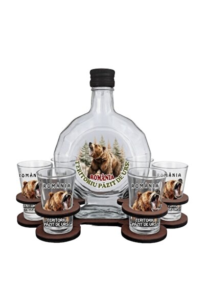 OEM Set cadou tradițional pentru tuică sau palinca, sticlă rotundă de 250 ml ...