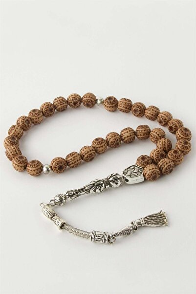 ZERO LAND Nhrhls Embroidered Bamboo Wood Prayer Beads 9 mm - (131948) Brown