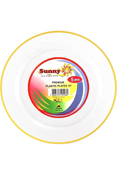 Sunny Your Bright choice Disposable Clear Plastic Plates Premium Gold Rim Fancy Festive Party Set, 10 Pieces (Gold)