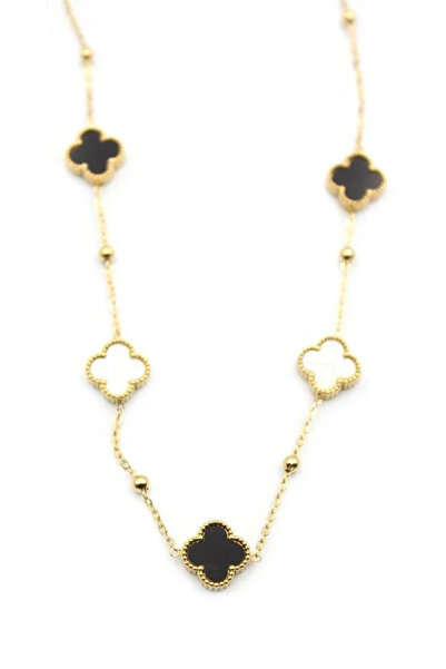 Marsilyan Nvdn- Ieg - Beaded Clover Necklace - Gold Iegrs-Nvdn1