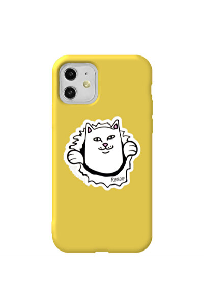 Other Apple iPhone 11 White cat Yellow Colored Silicone TPU Θήκη