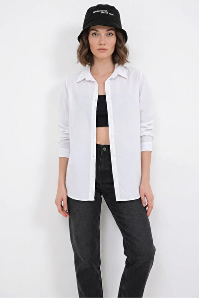 Generic Brand Women's Oversize Basic Cotton White Shirt