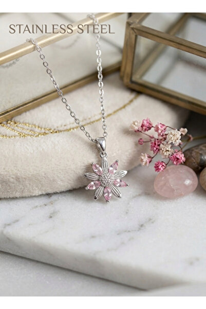 stainless steell 316L Steel Chain Silver Color Daisy Model Necklace