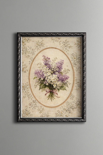 epiqart Romantic Spring Bouquet - Vintage Patterned Frame - Slim Model