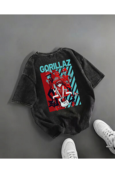 Touz Moda Gorillaz Štampano Isprani Vintage Unisex Oversize kroj T-shirt