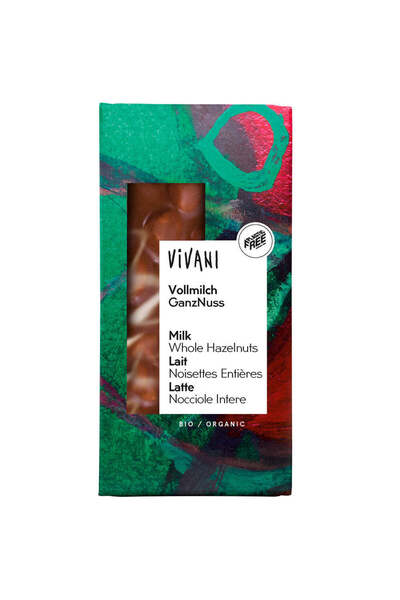 Vivani Ciocolată cu lapte organic cu alune întregi 100 g
