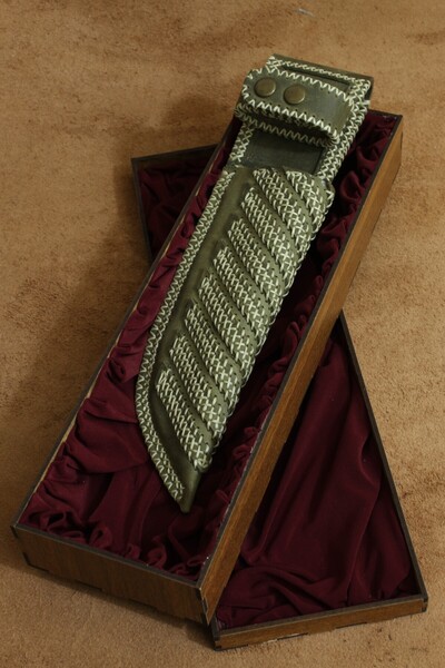 AKRONİUM LEATHER Hakiki Deri Yatay Örme Bıçak Kılıfı