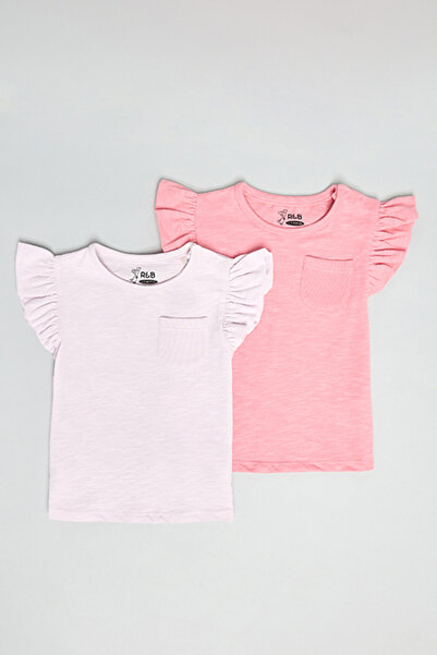 R&B 2 Pack Textured Tops with Crew Neck and Flutter Sleeves