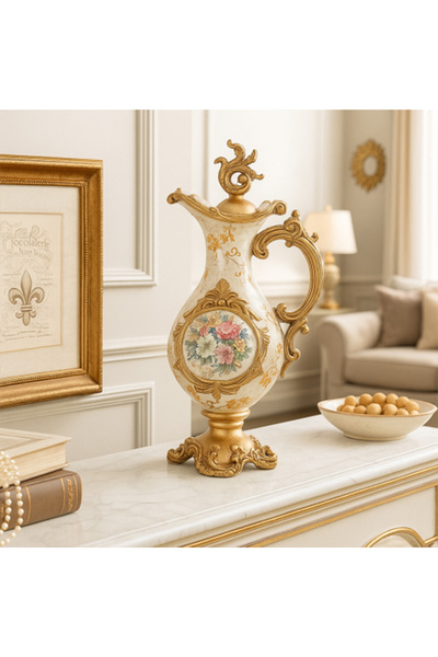 DEC60 Luxury vase with a golden design and elegant floral motifs.