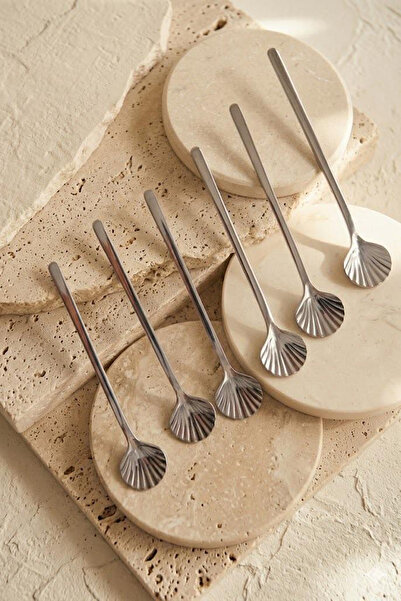 Kitchen Life 6'lı İstiridye Paslanmaz Çelik Çay Kaşığı - Stainless Steel