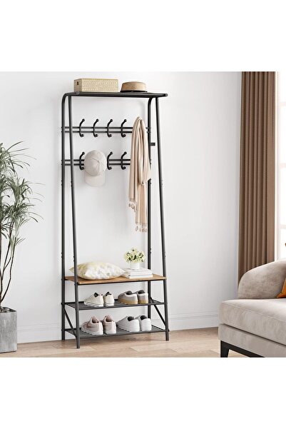 Garvee Wall Mounted Hallway Shelf with Double Row Hooks, Coat Rack with 6 Hoo...