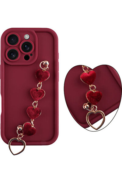 Other Volte-Tel Hearts Θήκη Πλάτης Σιλικόνης με Λουράκι Μπορντό (iPhone 16 Pr...