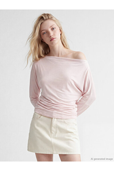 LC Waikiki Pink Boat Neck Blouse