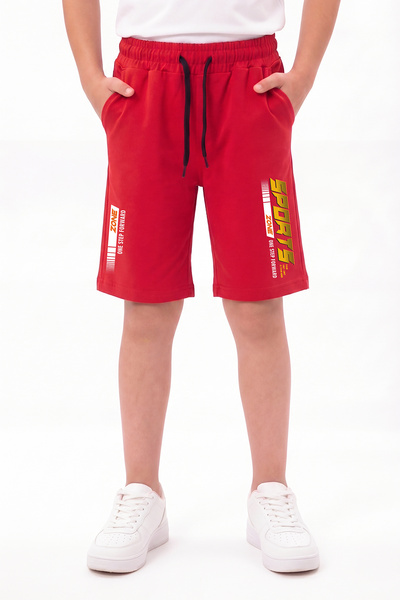 FYK KİDS Sports Print Detailed Elastic Waist Double Pocket Summer Boys' Capri...