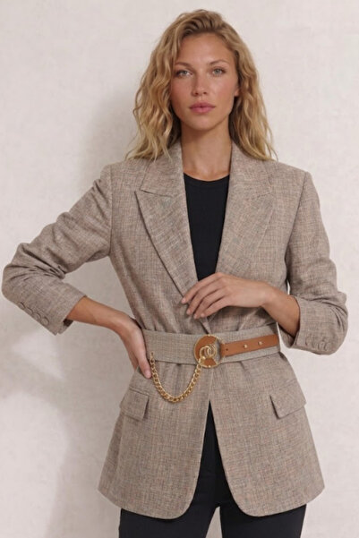 WHİTE DİAMOND Kadın Şık Kemer Detaylı Blazer Ceket