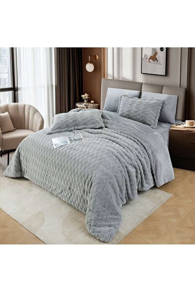 Alhabib bedding مفرش دافوس مفرد ونص فرو رصاصي فاتح يناسب سرير مقاس 200x120سم ...