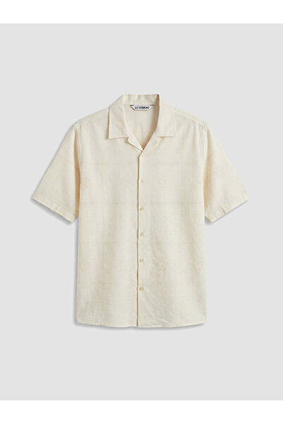 LC Waikiki Ecru Regular Fit Patterned Men's Shirt