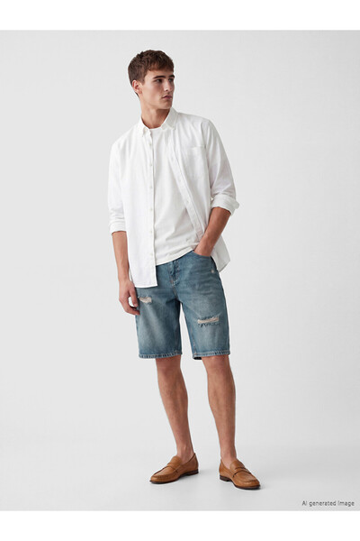 LC Waikiki Green Regular Fit Men's Jean Shorts