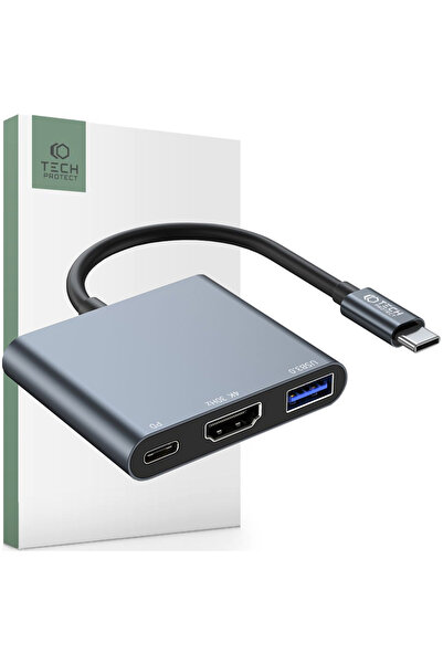 Tech-Protect Hub Adaptor 3 în 1 pentru Apple Macbook Air Pro cu USB-C