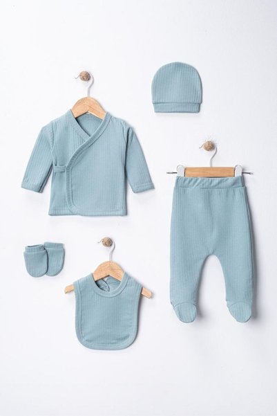 buudakids BEBEK YENİ DOĞAN-5 Lİ HASTANE ÇIKIŞI SET PAMUKLU