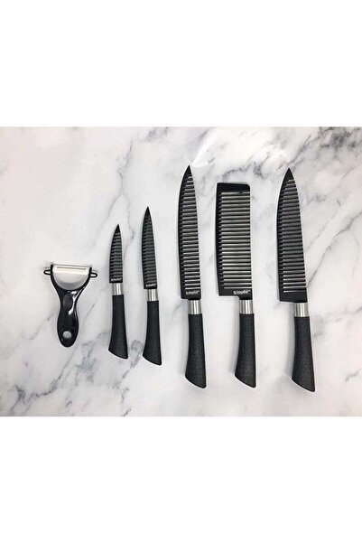 Generic Kitchen Knife Set 6 Pcs includes a chopper, bread knife, paring knife...