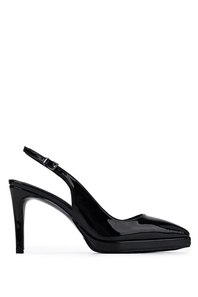 Tamer Tanca Women's Faux Leather Black Patent Leather Heeled Shoes