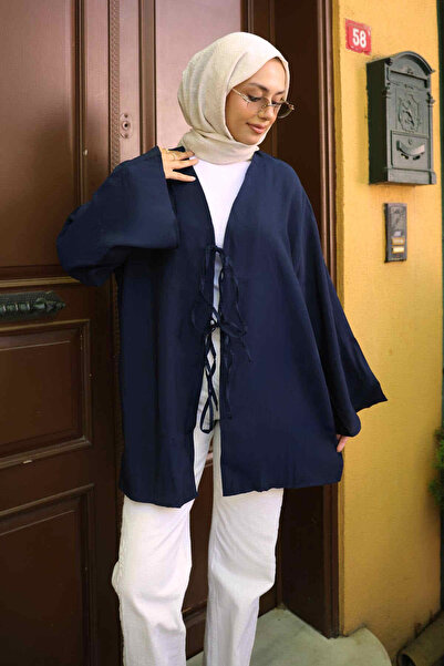 İmajButik Mornarsko plavi kimono sa prednje strane Na vezivanje
