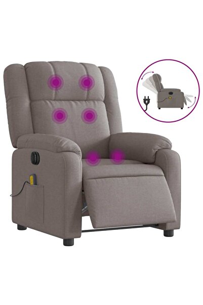 vidaxl Fotoliu electric de masaj rabatabil, gri taupe, textil