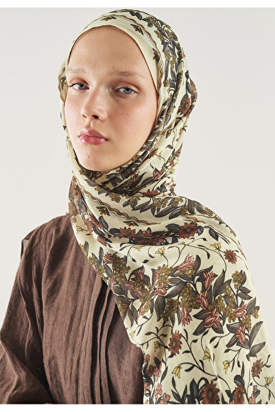 Freshscarfs Καφέ σάλι από βισκόζη με σχέδιο Briony