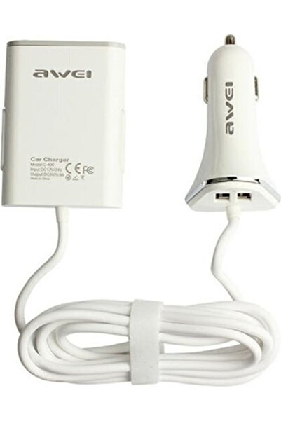 AWEI Φορτιστής Αυτοκινήτου C-400 10W 2.4A με Θύρες: 4xUSB Λευκό Χρώμα
