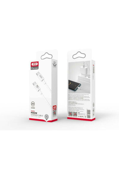 Xo NB-Q190B Καλώδιο USB 2.0 USB-C Αρσενικό - USB-C 60W PD Λευκό 2μ 16.005.0284