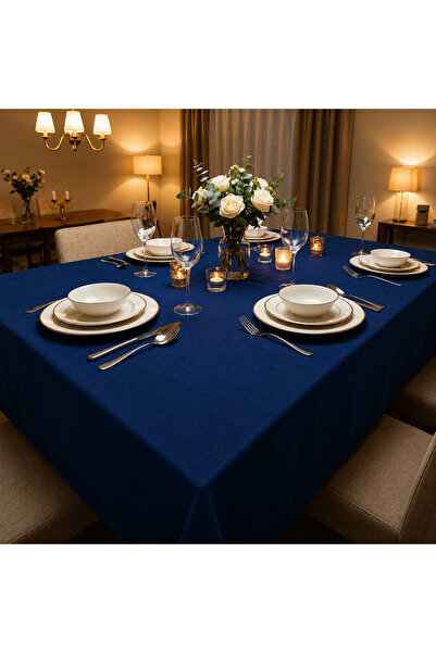 Econice Duck Linen, Navy Blue Tablecloth