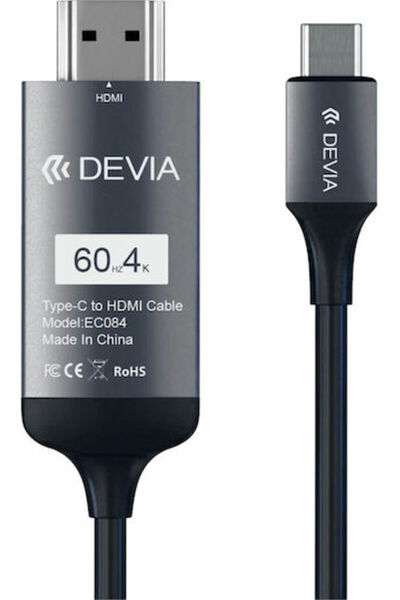Devia Καλώδιο HDMI αρσενικό - USB-C αρσενικό 2μ Μαύρο