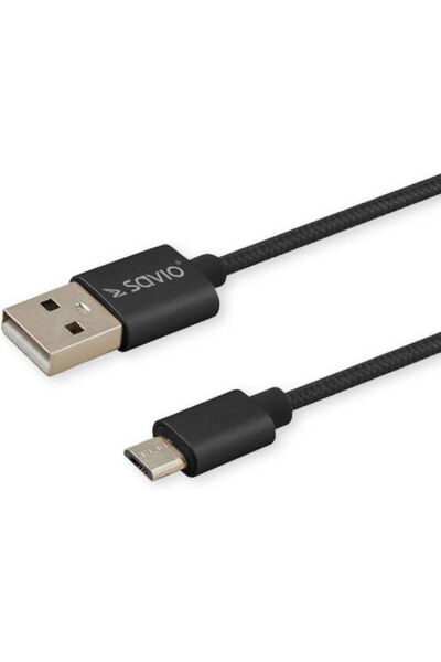 Savio Πλεγμένο Καλώδιο USB 2.0 USB-C Αρσενικό - USB-A Μαύρο 2μ CL-129