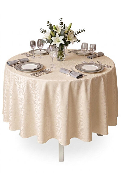 Dome Eastern Luxurious Yarn-Dyed Round Tablecloth – Elegant, Soft, Washable D...